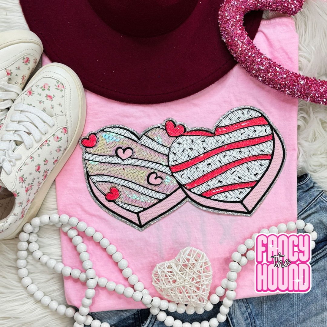 Snack Cake Hearts - Sequin Patch